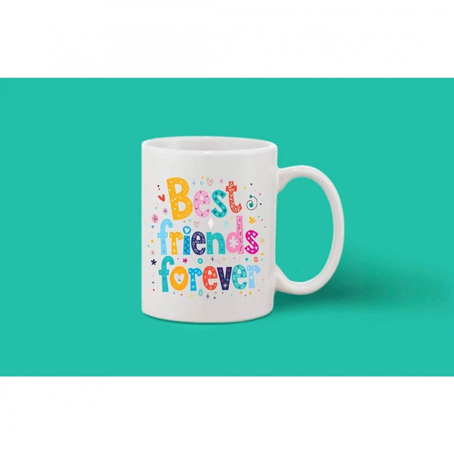 प्रिंटेड सिरेमिक कॉफी मग - 1 पीस, सफ़ेद, 11oz