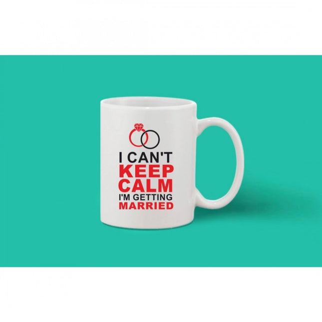 प्रिंटेड सिरेमिक कॉफी मग - 1 पीस, सफ़ेद, 11oz