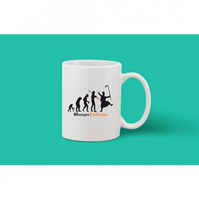 प्रिंटेड सिरेमिक कॉफी मग - 1 पीस, सफ़ेद, 11oz