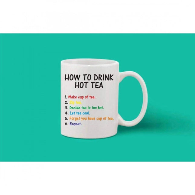 प्रिंटेड सिरेमिक कॉफी मग - 1 पीस, सफ़ेद, 11oz