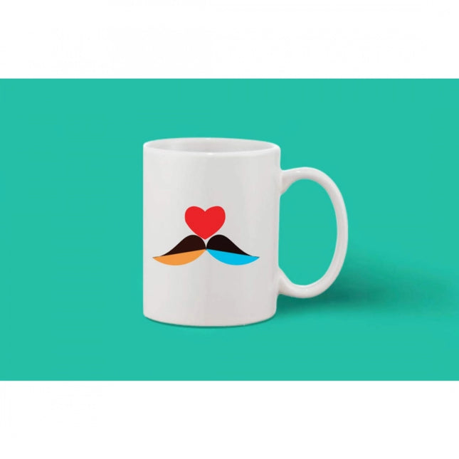 प्रिंटेड सिरेमिक कॉफी मग - 1 पीस, सफ़ेद, 11oz