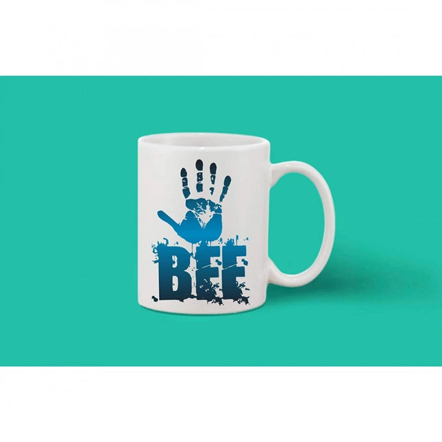 प्रिंटेड सिरेमिक कॉफी मग - 1 पीस, सफ़ेद, 11oz