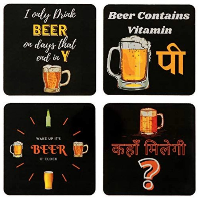 चाय कॉफ़ी के लिए लकड़ी के कोस्टर (4 का सेट)