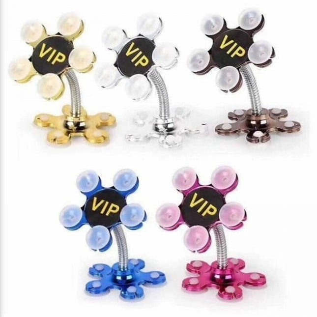 Pack Of_5 Phone Sucking Stand Flower Shape Cell Phone Holder (Color: Assorted)