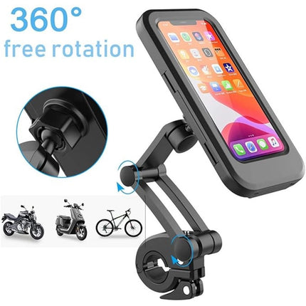 Phone Mount Waterproof Cell Phone Holder 360° Rotation (Black)