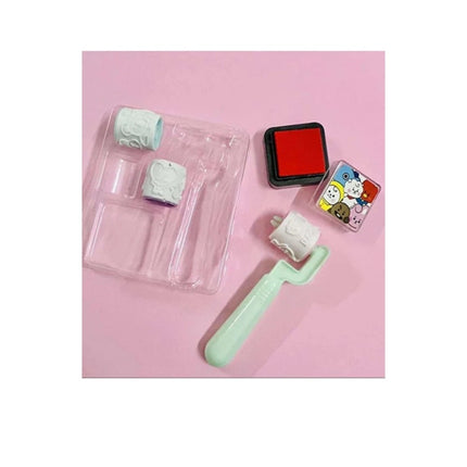Pack Of_2 Roller Seal Stamp with Ink pad For DIY Kids Handle Rubber Stamp | Plastic | Stationery | 3+ Years