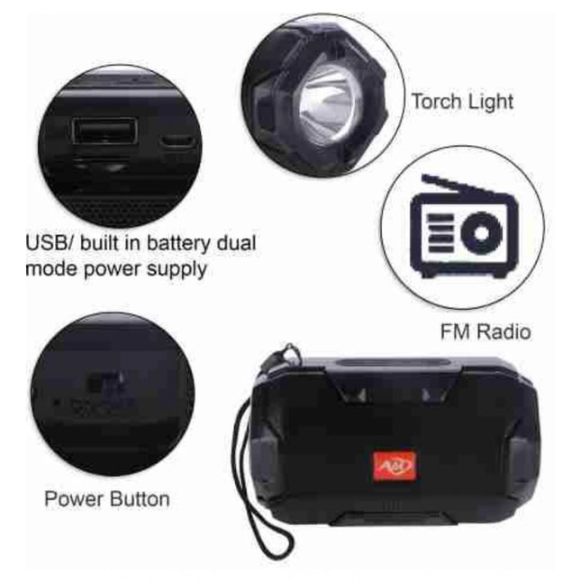 Plastic Rubber Wireless AO105 Bluetooth Speaker (Black)