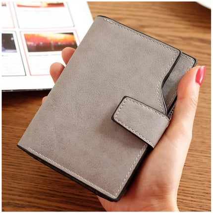 Women's Vegan Leather Small Zipper Wallet (Grey)