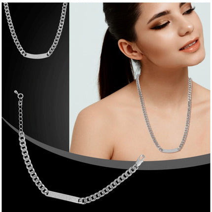 महिलाओं के लिए स्टेनलेस स्टील सिल्वर पॉलिश हैंड ब्रेसलेट और नेकलेस (सिल्वर प्लेटेड)