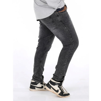 Men's Cotton Blended Solid Plus Size Jeans (Grey)