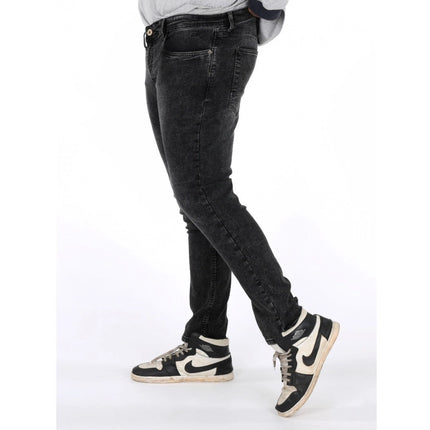 Men's Cotton Blended Solid Plus Size Jeans (Grey)