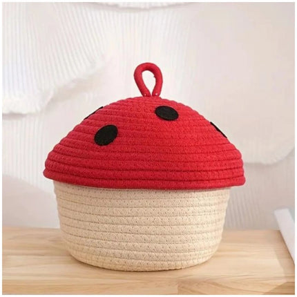 Cotton Box Red lid Pack of 1 Storage Basket For Clothes (White)