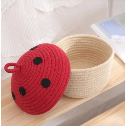 Cotton Box Red lid Pack of 1 Storage Basket For Clothes (White)